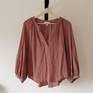 Rushed Cotton V-Neck Top (M)
